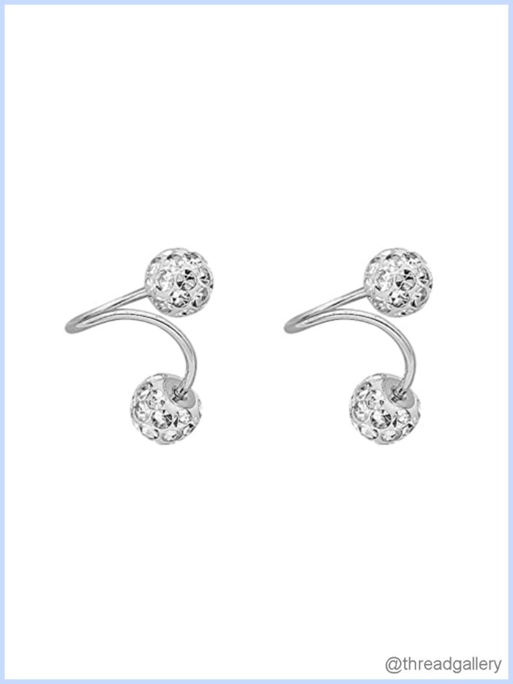 Sterling Silver CZ Ball Cuff Wrap Climber Earrings Hypoallergenic